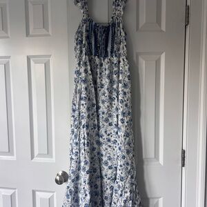 Floral Blue and White Maxi Dress